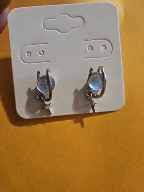 Silver Hoop Earrings with Star Charm - Women Jewelry